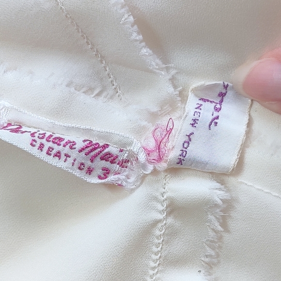 Vintage Classic Parisian Ivory Full Slip-Dress 1950's Satin Bell-Drop Hemline - Picture 11 of 15